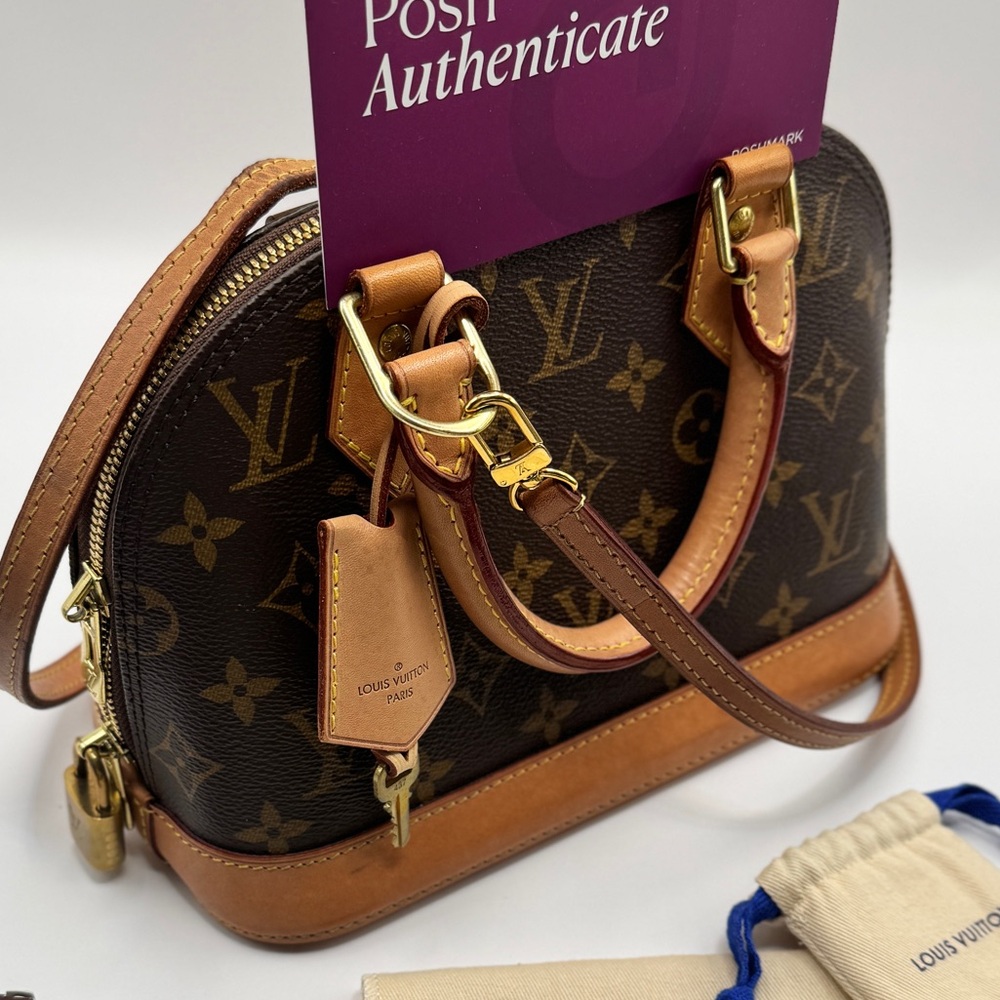 Posh Authenticated Louis Vuitton Alma BB Brown Monogram Women's Bag
